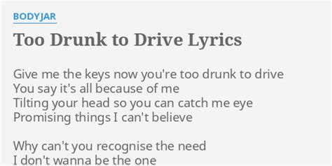 too drunk to drive lyrics